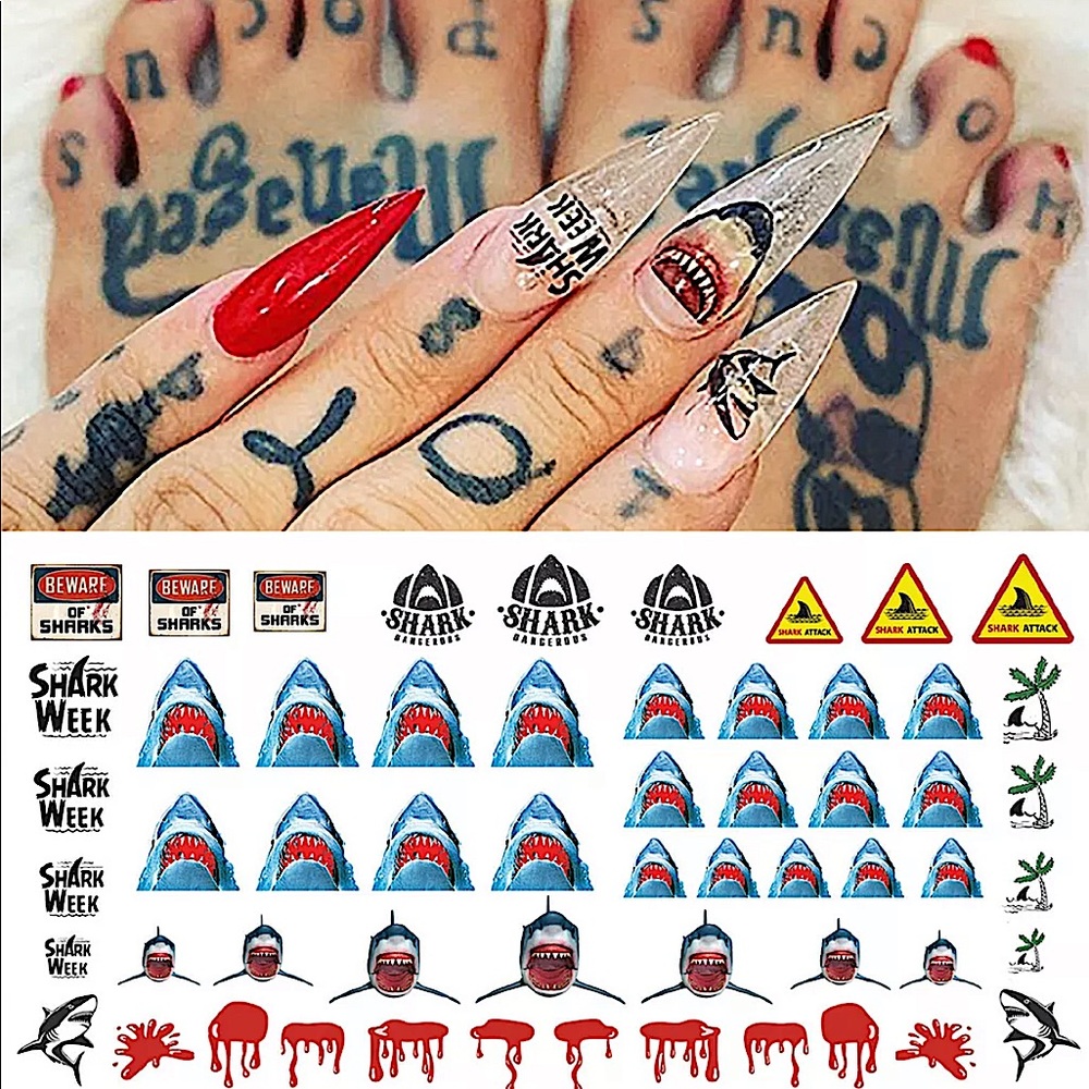 💌BO/GO$6 Shark Week Transfer Nail Decals